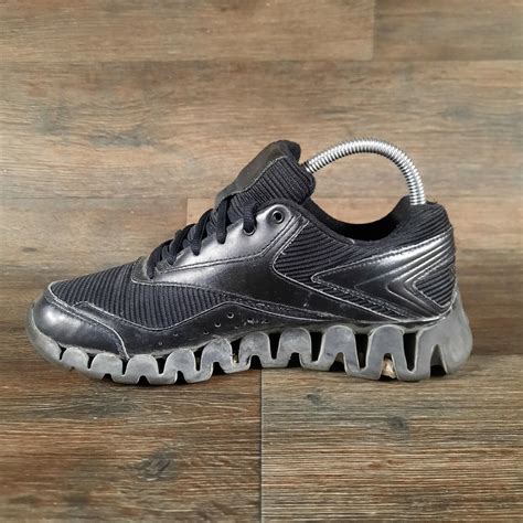 Reebok Mens Zig Zag Tech Triple Black Running Shoes S… - Gem