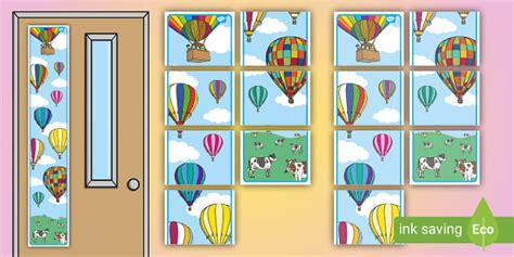 Hot Air Balloon Vertical Door Banner Professor Feito