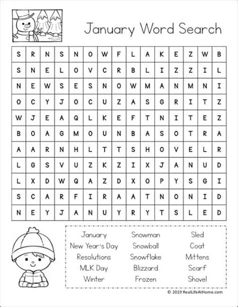 January Word Search Printable - Printable Word Searches