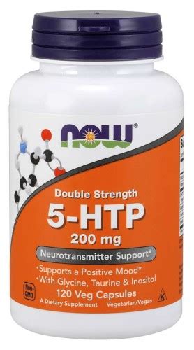 5 HTP Double Strength 200 mg 120 kapsułek Veg NOW Food s 5