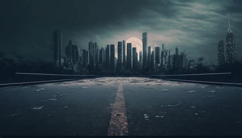 Premium Photo Grunge Asphalt Road Surface With City Background 3d Illustration