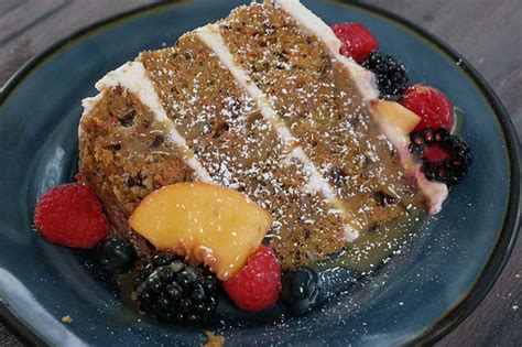 Naked Carrot Cake With Chocolate Caramel Fresh Fruit Recipe Akron Ohio Moms