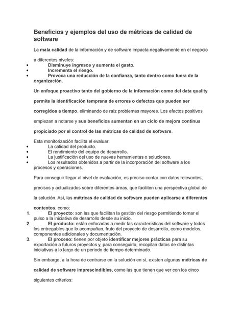 Ejemplos Del Uso De Métricas De Calidad De Software Beneficios Y Ejemplos Del Uso De Métricas