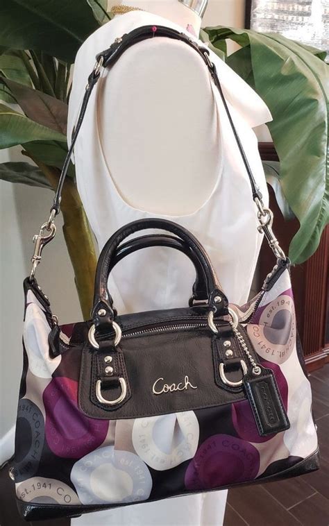 Coach F15451 Ashley Purple Black Convertible Satchel Retired Coach