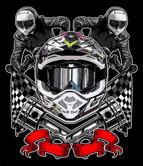 Supermoto Helmet And Rider 10581281 Vector Art At Vecteezy