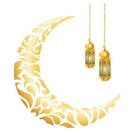 Ramadan Moon And Lantern Gold Vector Ramadan Ramadan Moon Ramadan