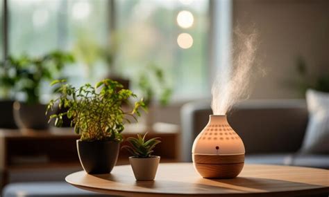 Premium Photo An Aromatherapy Diffuser With A Plant Is Set Up On A