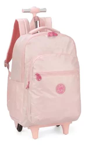 Mochila Rosa Barbie Metalizada Rodinhas Parcelamento Sem Juros