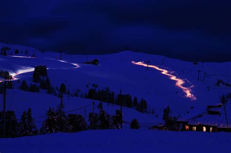 Skiing With Lights Free Stock Photo Public Domain Pictures