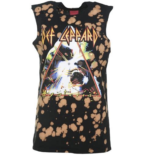 Womens Def Leppard Cut Off Sleeveless Tie Dye T Shirt From Ultrakult