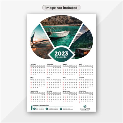 Ocean boat and mountain background 2023 calendar vector free download