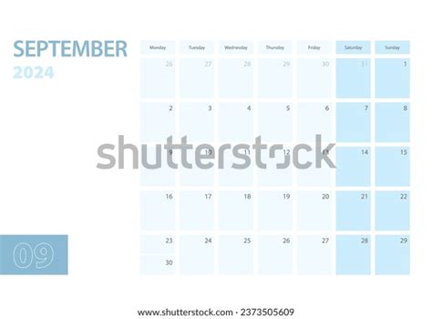 Plantilla De Calendario Para Septiembre De Vector De Stock Libre De