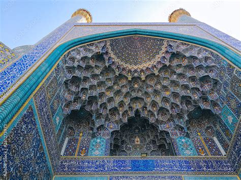 Muqarnas Dome Ceiling In The Iwan Entrance To Shah Mosque Ornamented