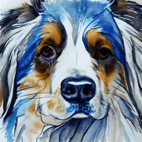 Stained Glass Blue Merle Australian Shepherd Watercolor Creative Fabrica