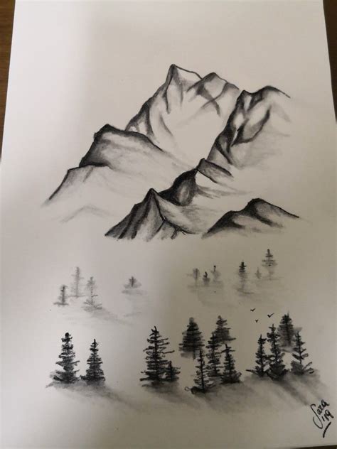 Paesaggio A Carboncino Paesaggi Disegni A Carboncino Disegno A