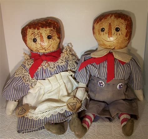 Vintage Raggedy Ann Andy Original Sawdust Dolls by ozarksfinds