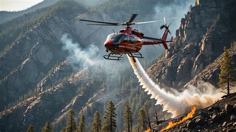 firefighting helicopter activities, the atmosphere of a firefighting ...