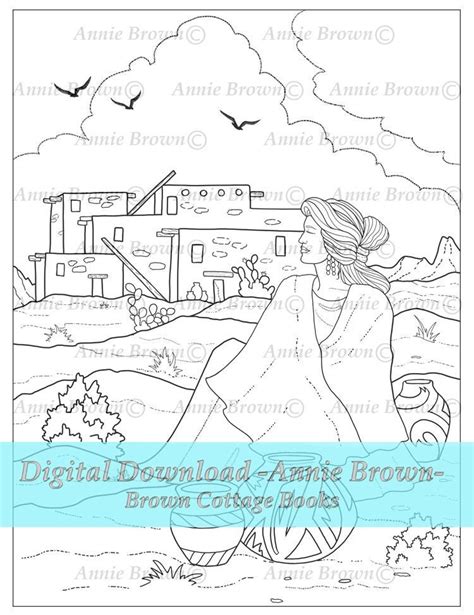 Pueblo Coloring Page Printable Download Coloring Pages Line - Etsy