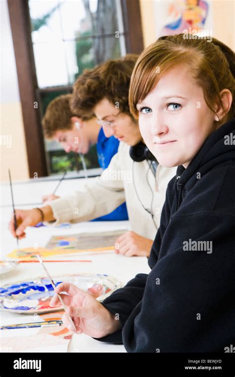 Students in an art class Stock Photo - Alamy