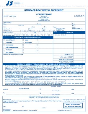 Fillable Online Standard Boat Rental Agreement Jb Forms Fax Email