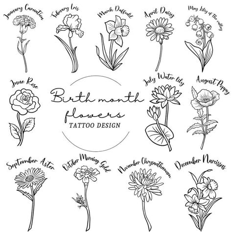 Birth Month Flowers Svg Png Bundle Birthday Flower Svg Wildflower