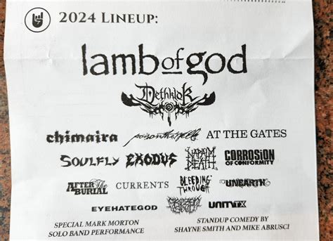 2024 Headbangers Boat lineup \m/ : r/LambofGod