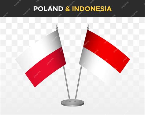 Premium Vector Poland Vs Indonesia Desk Flags Mockup Isolated 3d