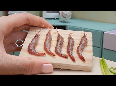 Shrimps Stuffed Okra In Miniature Kitchen Asmr Cooking Mini Food