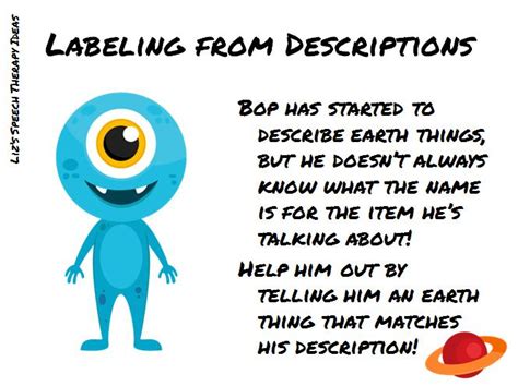 Liz S Speech Therapy Ideas Alien Attributes A Describing Unit