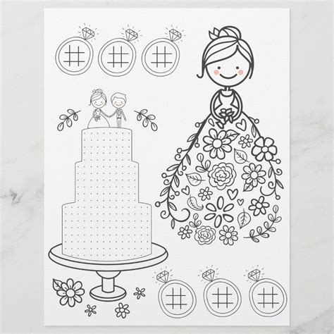 Illustrated Wedding Activity Coloring Page Zazzle Wedding