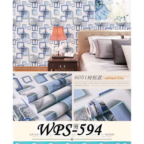 Promo Wallpaper Sticker Dinding Ruang Tamu Wps 594 3D Biru Ghazia ID