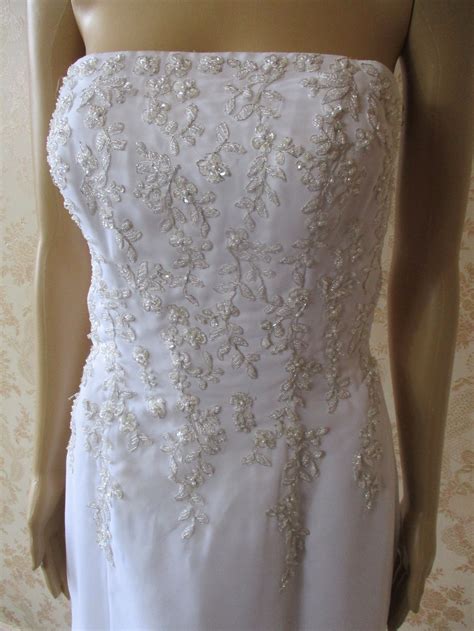 Strapless Beaded Wedding Dress . Vintage Dress\wedding Dress\vintage