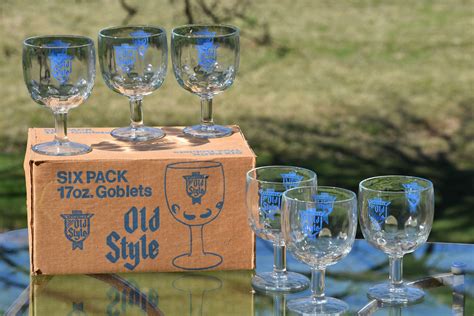 Vintage Old Style Beer Glasses Set Of 6 Vintage Old Style Beer