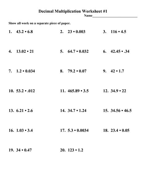 Multiplying And Dividing By Decimals