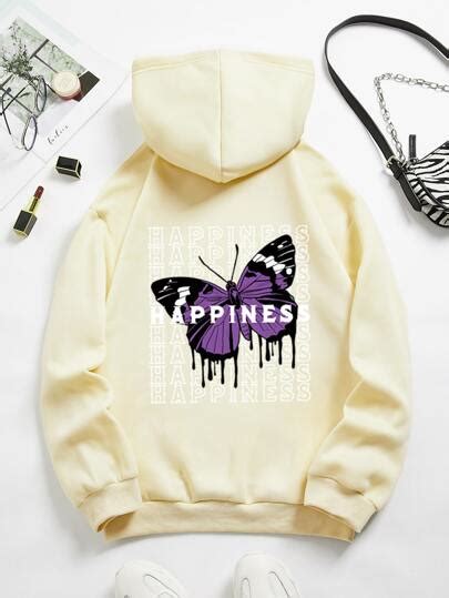 Search Slogan Butterfly Print Kangaroo Shein Uk