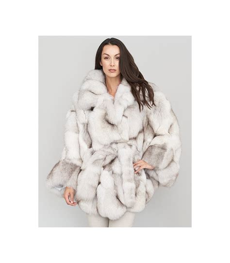 Valerie Blue Fox Fur Poncho: FurHatWorld.com