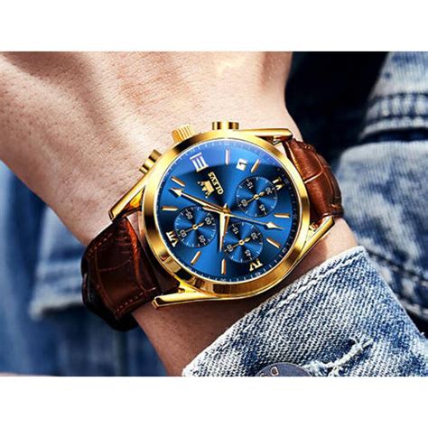 Olevs 2872 Waterproof Leather Strap Wrist Watch Price in Bangladesh ...