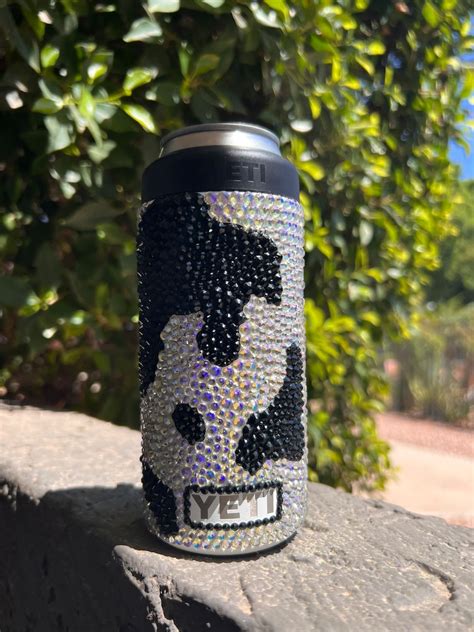 Yeti Cow Koozie Black And White Cow Print Tall Can Koozie Skinny Can