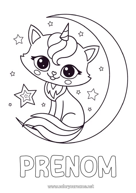 Coloriage N Mignon Chat Licorne