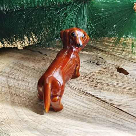 Dachshund figurine ceramics handmade, statuette porcelain - Inspire Uplift