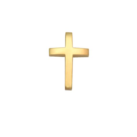 Gold cross pendant 14K - European cross necklace high polished