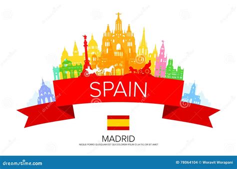 Spain Madrid Travel Landmarks Stock Vector Illustration Of Heritage