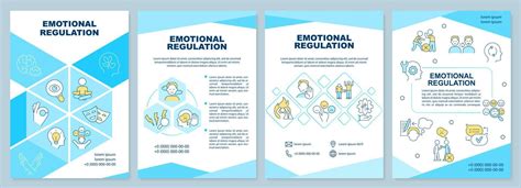 Emotional Regulation Turquoise Brochure Template Leaflet Design With Linear Icons Editable 4