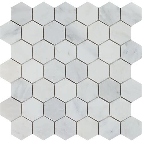 2 X 2 Honed Oriental White Marble Hexagon Mosaic Tile Tilephile