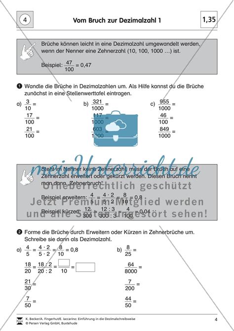 Einführung in Dezimalschreibweise meinUnterricht