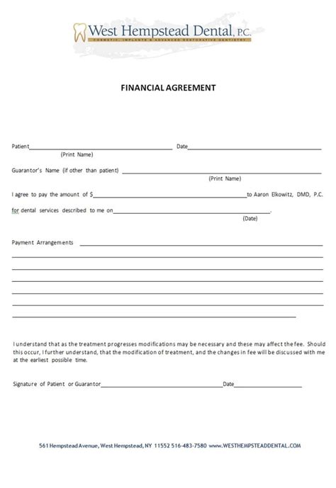 Financial Agreement Form Free Word Excel Templates