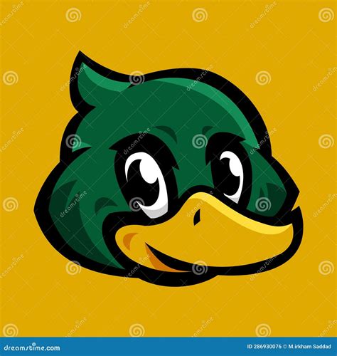 Mallard Duck Head in Mascot Cartoon Style. Flat Vector Stock ...