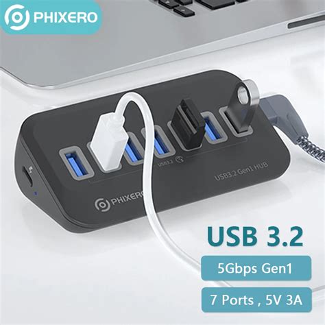 PHIXERO USB 3 2 yerleştirme istasyonu Hub tipi C Splitter adaptörü çok