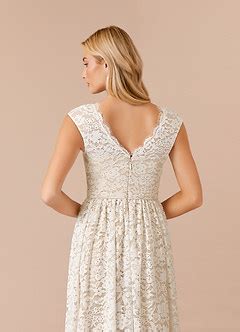 Azazie Ginnie Diamond White Nude A Line Lace Dress Azazie AU