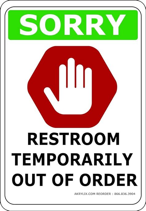 Sorry Restroom Temporarily Out Of Order Vinyl Pvc Sign Uk